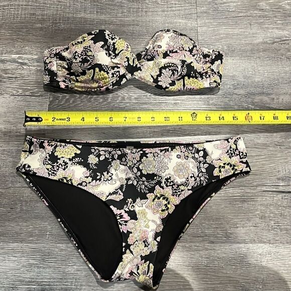 Victoria's Secret Bikini Padded Bandeau Black Floral 34B M - no straps - Picture 6 of 8